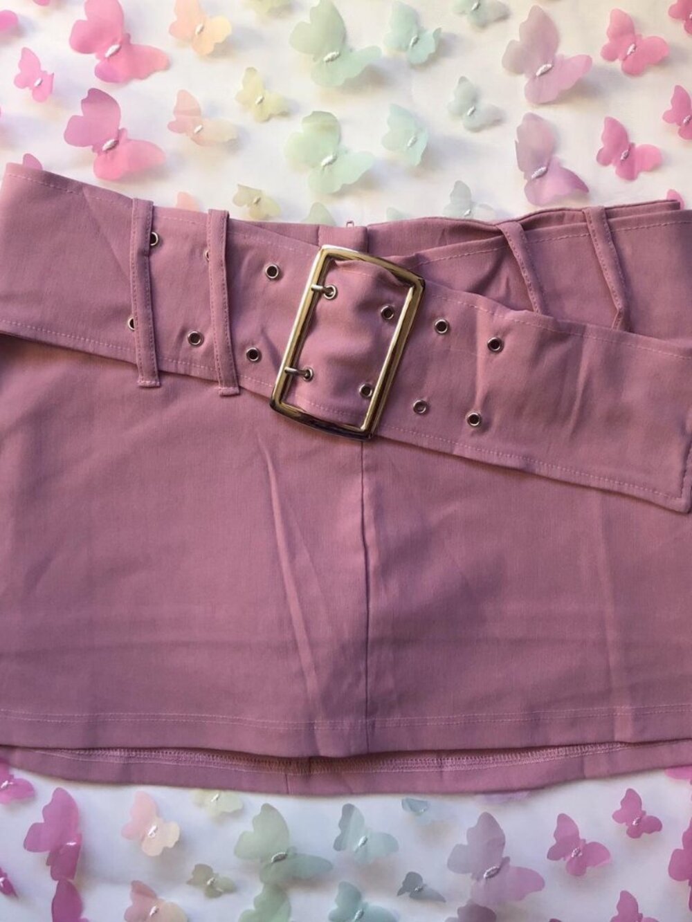 Vintage Be Cool Y2K Grommet Belted Skort